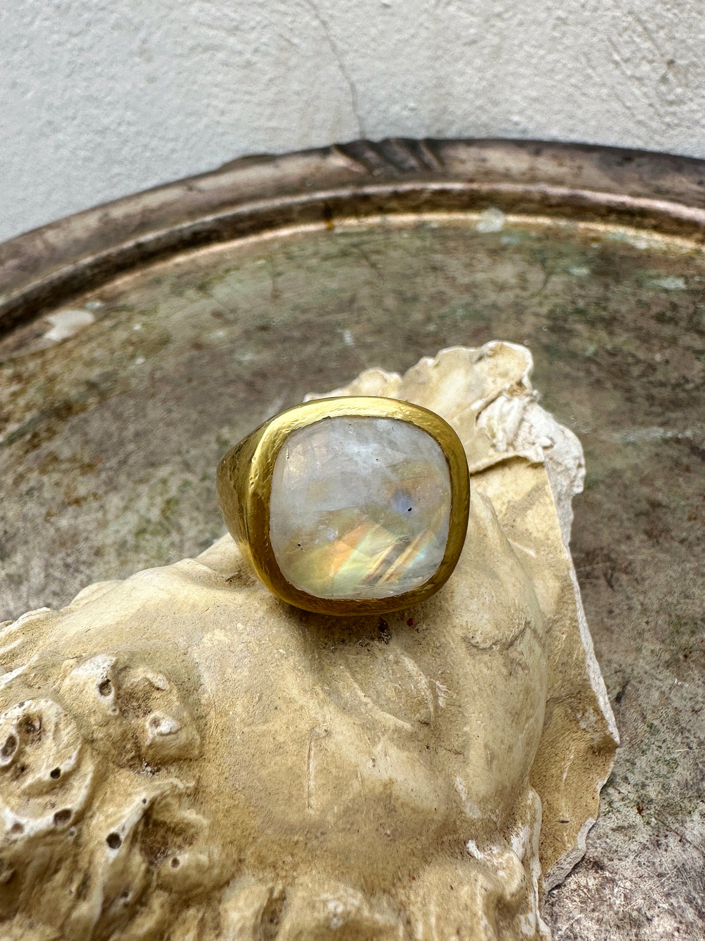 Rainbow Moonstone Ring