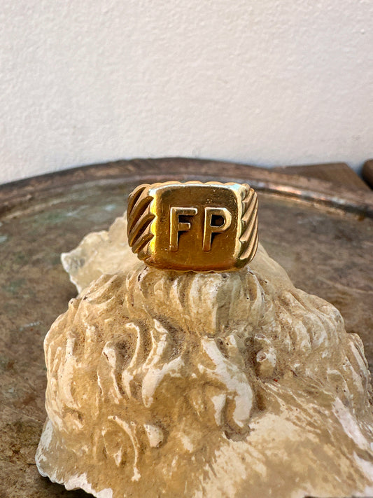 Letters "FP" Signet Ring