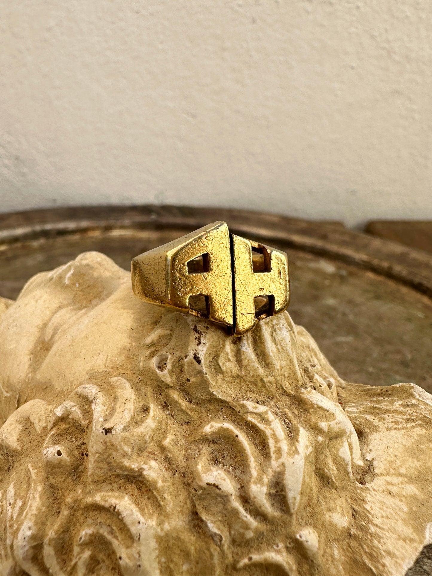 Letters "AH" Signet Ring